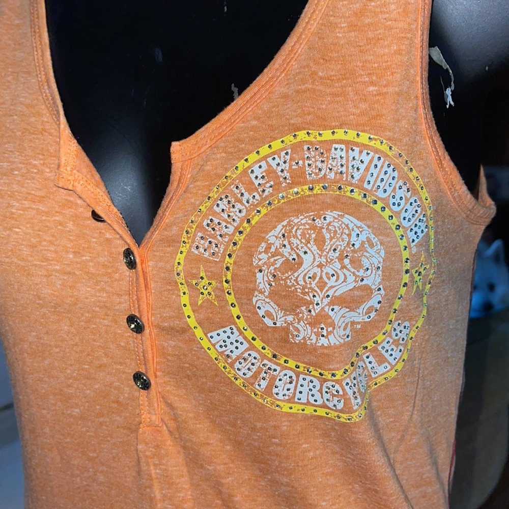 Harley Davidsom orange tank top medium - Picture 2 of 9